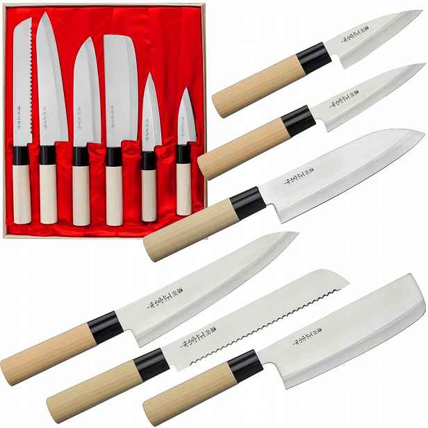 Sada japonských nožů Satake Megumi 420J2 se 6 Dárek Pouzdro HG8582W