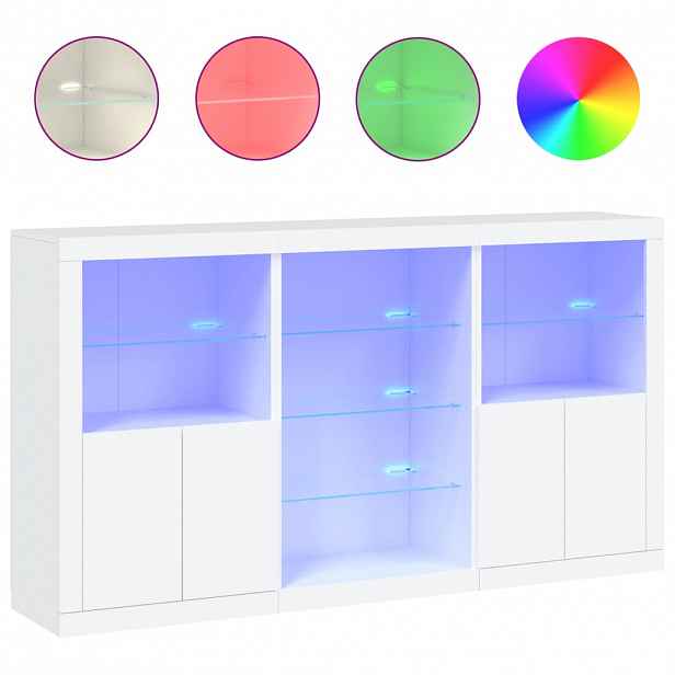 vidaXL Příborník s LED osvětlením bílý 181,5 x 37 x 100 cm