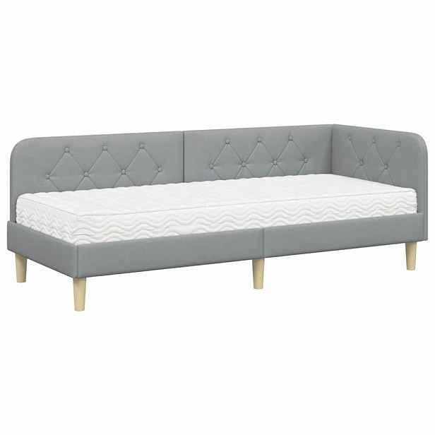 vidaXL Rohový rám postele Světle šedá 80 x 200 cm textil