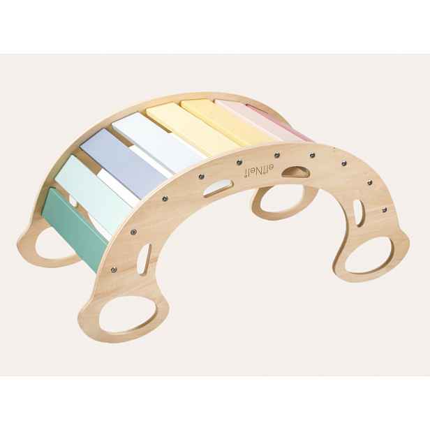 eliNeli Dřevěná montessori houpačka PRO 5v1 pastel - BAZAR