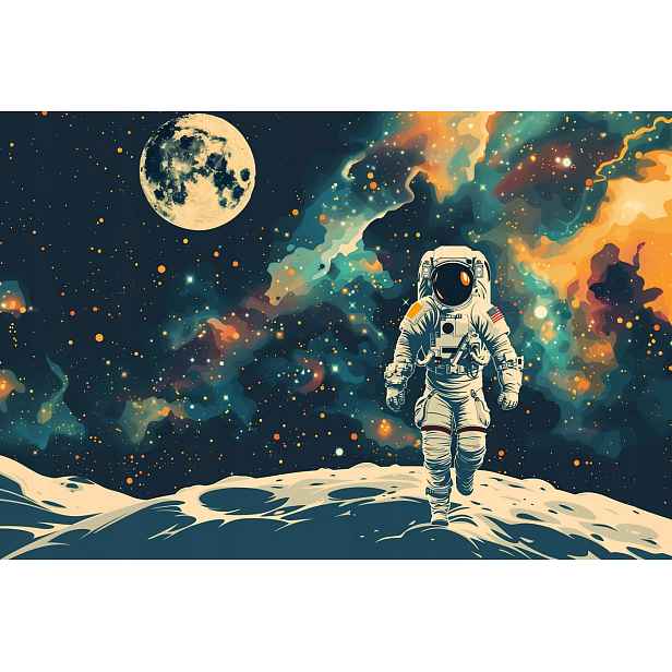Fototapeta Flizelina Vesmír Nebe Planety Měsíc Astronauta 254x184 130g