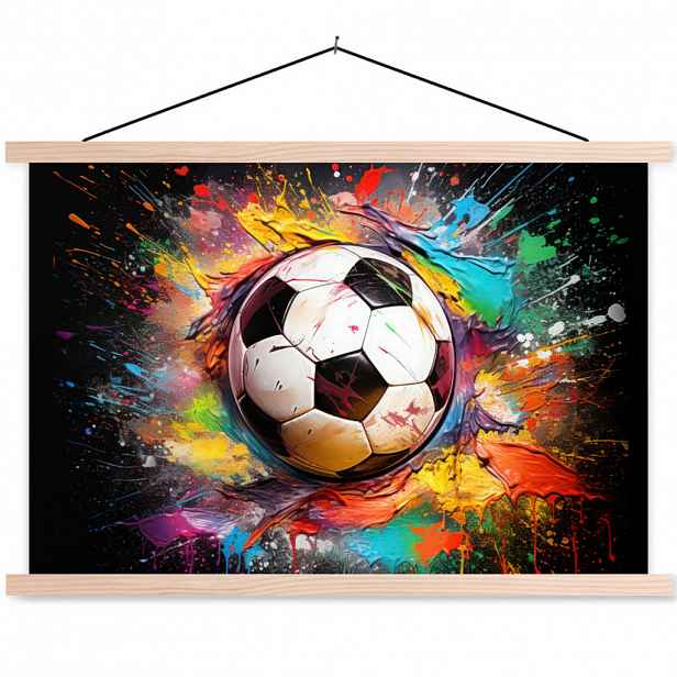 MuchoWow PLAKÁT S MAGNETICKOU LIŠTOU Fotbal - barva - barvy - černá - bílá 60x40 cm
