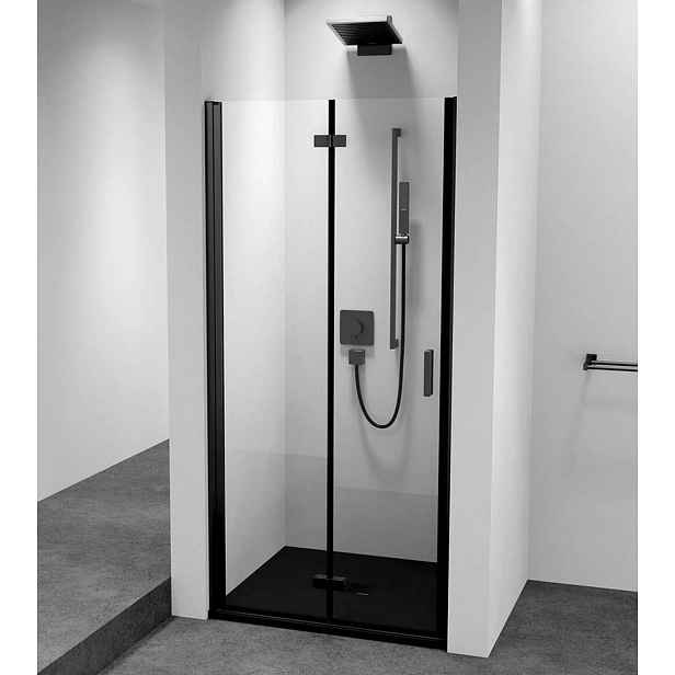 Polysan Zoom Black - Sprchové dveře 90x200 cm, levé, Antidrop, čiré sklo/matná černá ZL4915BL-01