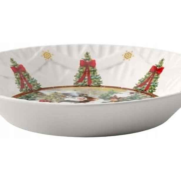 Porcelánová Vánoční Miska Velká 25 CM, Dekorace Na Stůl, Sněhulák