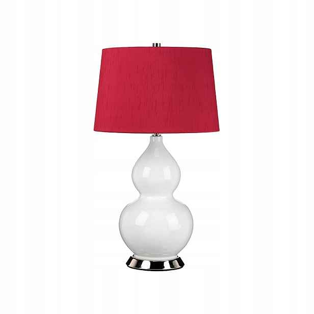 Stolní lampa noční keramická bílá s červeným stínítkem 64 cm Elstead