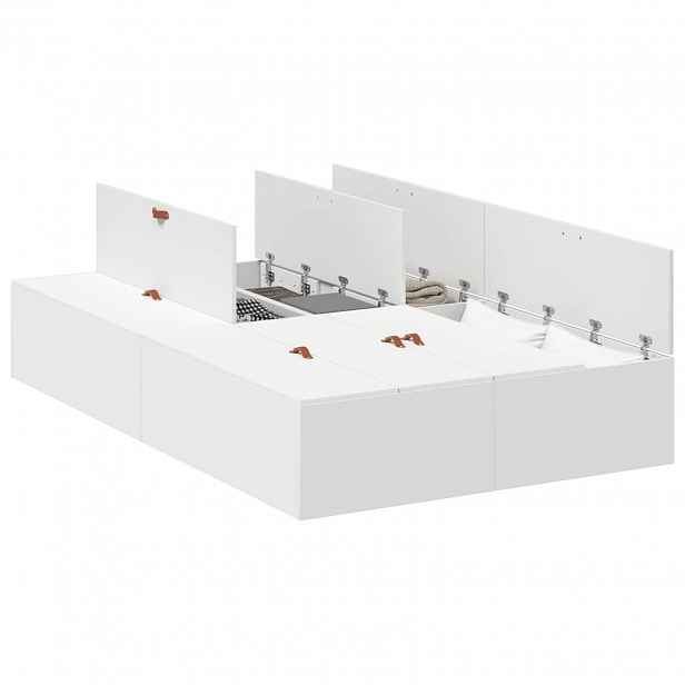 vidaXL Rám postele s úložným prostorem s úložištěm Bílá 120 x 190 cm