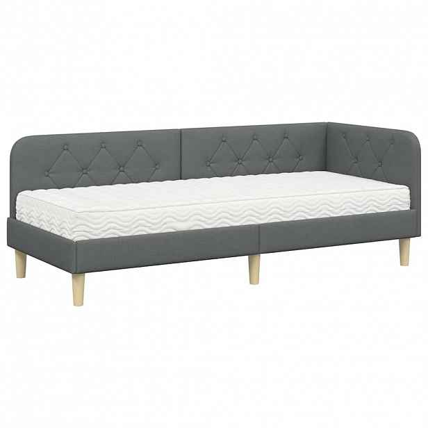 vidaXL Rohový rám postele Tmavě šedá 80 x 200 cm textil