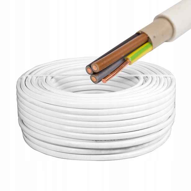 Kabel Ydy 4X2,5 450/750V drát kulatý bílý O12 mm Damir role 100 m