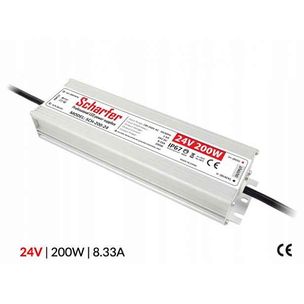 Vodotěsný napájecí zdroj SCH-200-24 IP67 24V premium