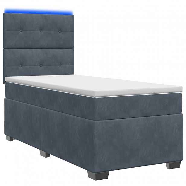 vidaXL Postel boxspring s matrací s čelo Tmavě šedá 90 x 190 cm Samet