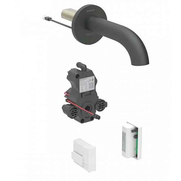 Geberit Piave - Elektronický umyvadlový ventil pod omítku, pro studenou vodu, napájení z generátoru, easy to clean, matná černá 116.265.14.1
