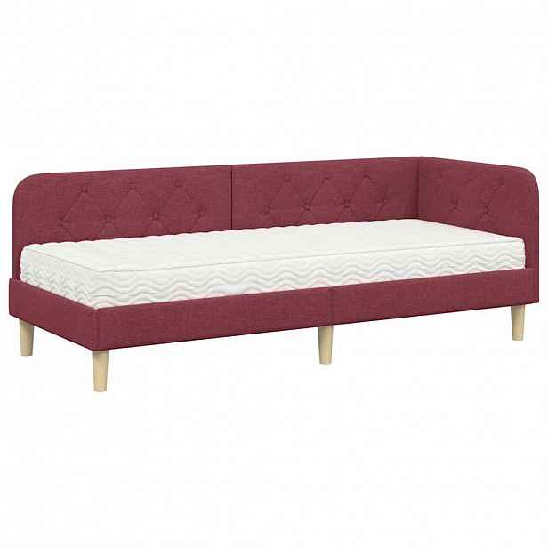 vidaXL Rohový rám postele Víno Červené 80 x 200 cm textil
