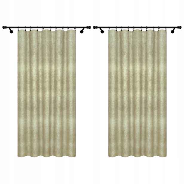 Záclony Na Žabky 140 x 230 CM 2 Kusy Zelené Záclony S Lněným Vzorem