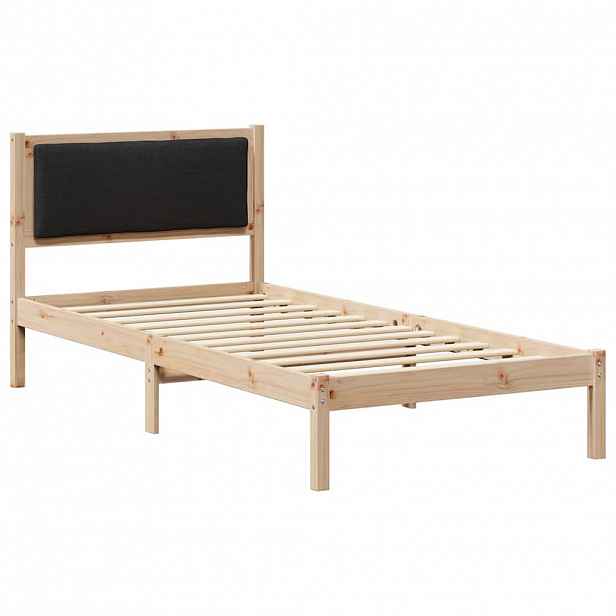 vidaXL Rám postele s čelo Černá 90 x 190 cm Masivní borové dřevo