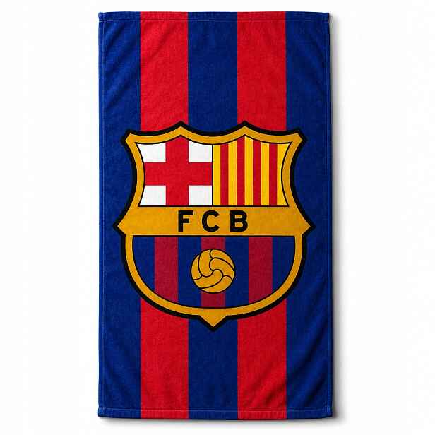 Bavlněný ručník Fc Barcelona 100 x 180 cm Velký plážový bazén Dovolená Laliga