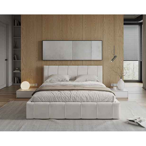FDM Čalouněná postel Florida se zvedacím roštem Trinity bílá, velikost 90x200