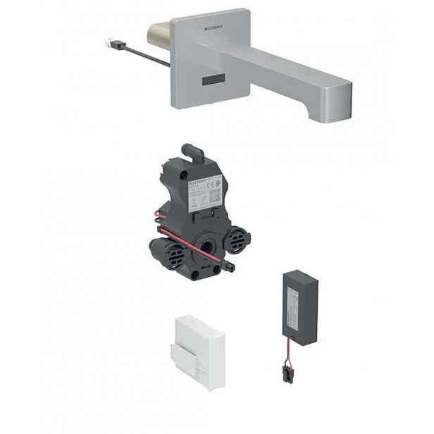 Geberit Brenta - Elektronický umyvadlový ventil pod omítku, pro studenou vodu, bateriové napájení, easy to clean, kartáčovaná nerez 116.273.SN.1