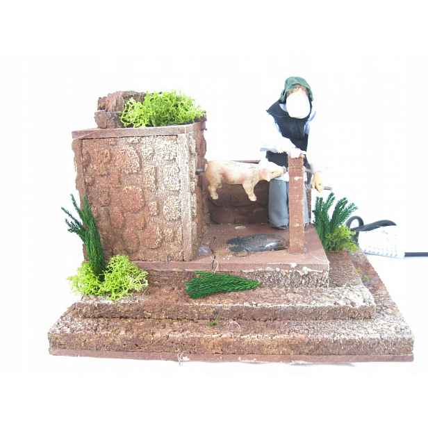 Pohyblivá Figura Do Betlému Hostitel peče prasátko pro figurky o výšce 12 cm