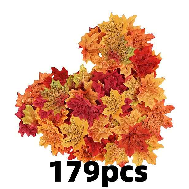 TEMU 79/179 ks umělých javorových listů na Den díkůvzdání, Halloween, podzimní svatební stolní dekorace, náhodně namíchané barvy, vhodné aranžmá