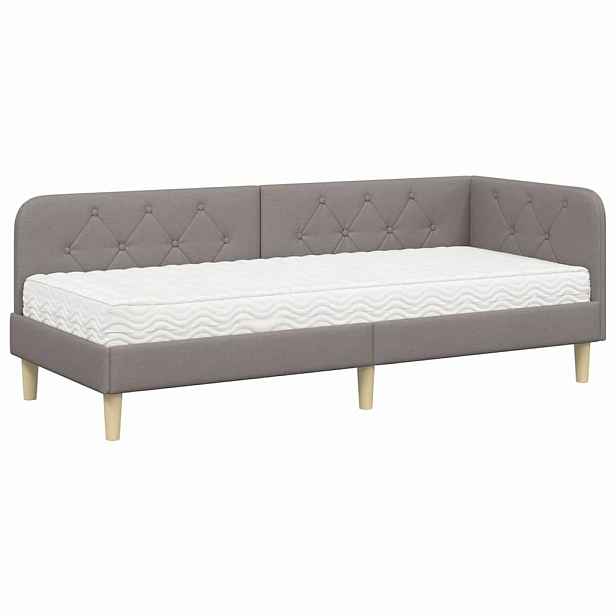 vidaXL Rohový rám postele Taupe 80 x 200 cm textil