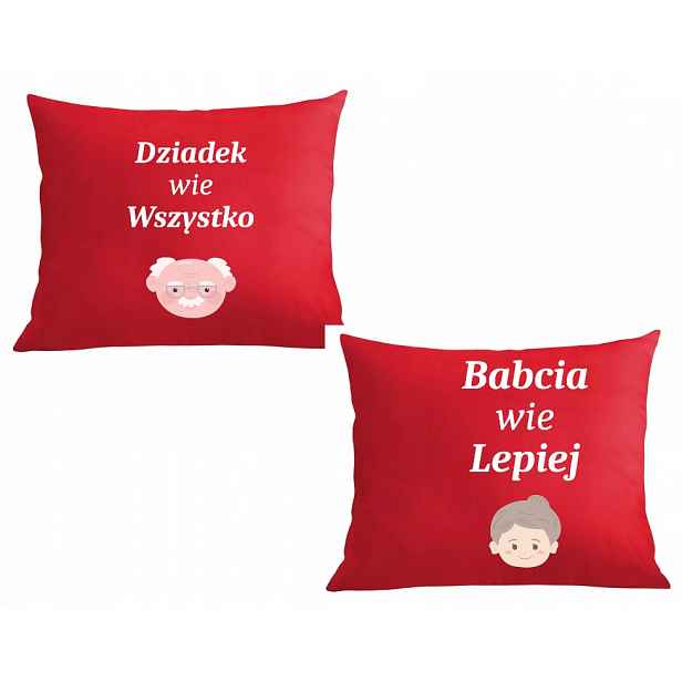 Dvě Polštáře povlak Dárek Dědeček ví všechno, babička ví lépe