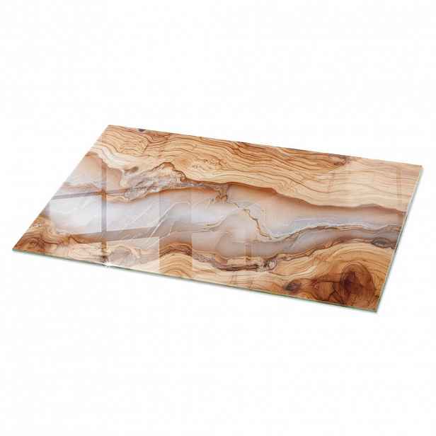 TULUP SKLENĚNÁ DESKA 140x70 cm Přírodní dřevo s pryskyřicí