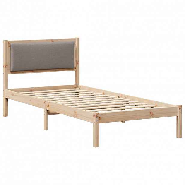 vidaXL Rám postele s čelo Taupe 90 x 190 cm Masivní borové dřevo