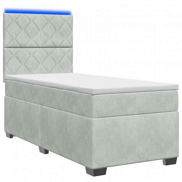 vidaXL Postel boxspring s matrací s čelo Světle šedá 90 x 190 cm Samet