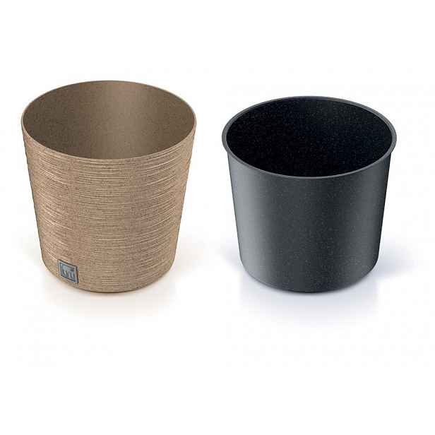 Květináč Prosperplast LOW ECO WOOD, 30 cm, naturo