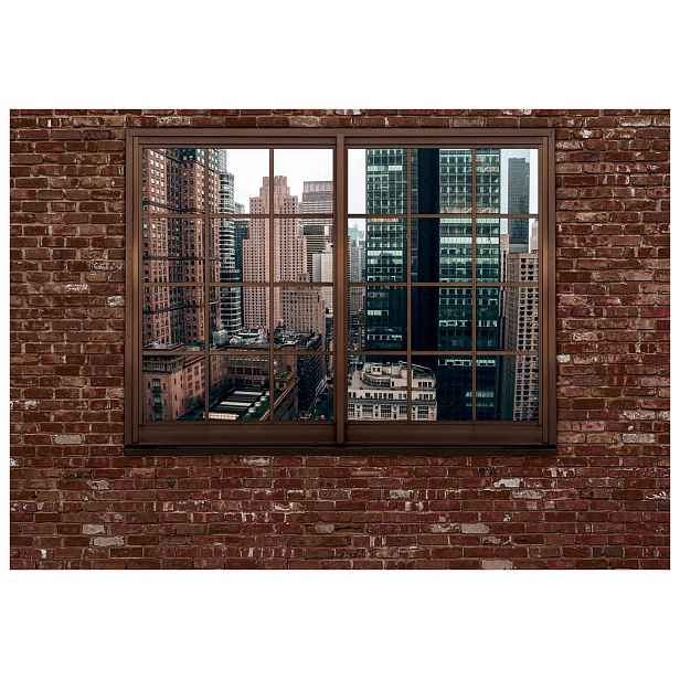 Vliesová fototapeta New York okno pohled cihla město 312x219 lepidlo