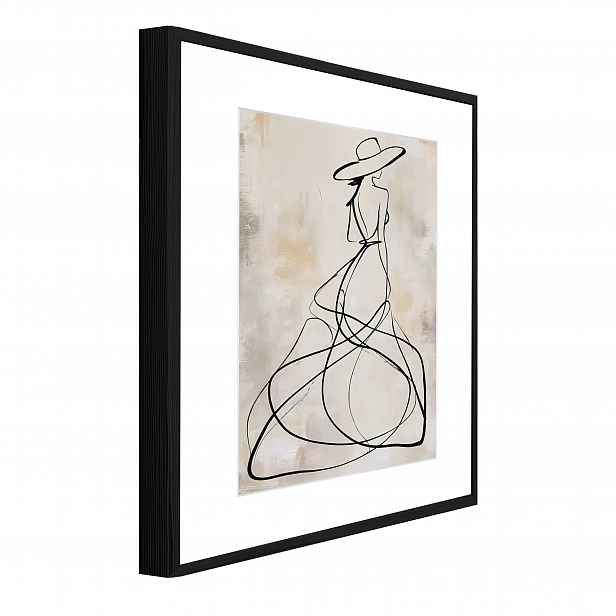 3D Obraz V Černém Rámečku Passe Partout Žena Beton Abstrakce Loft 100x70