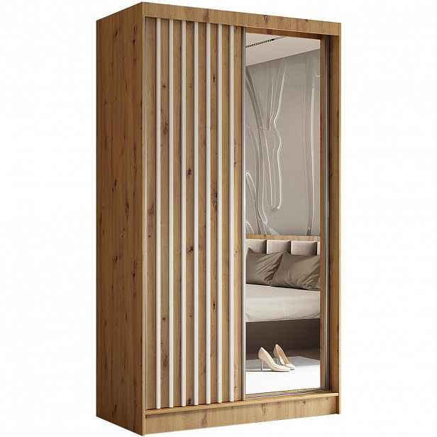 Beautysofa SKŘÍŇ s posuvnými dveřmi Helix 120/216/61 dub Artisan + bílá