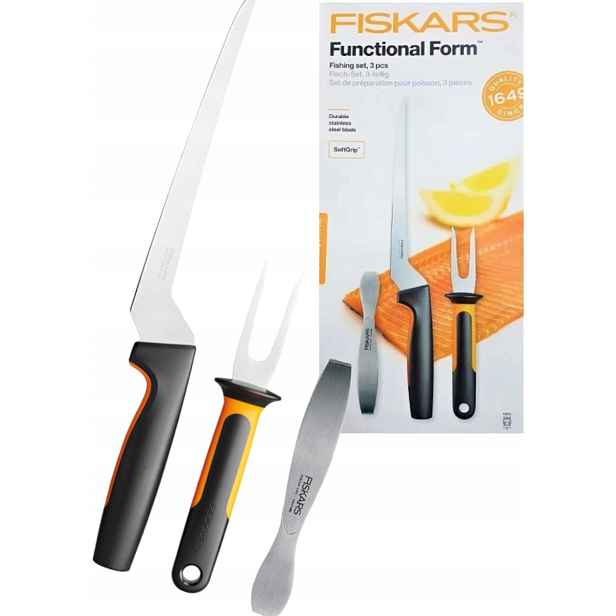 Sada 3 Kuchyňských Nástrojů Fiskars Na Ryby Nůž Vidlička Pinzeta Na Kosti