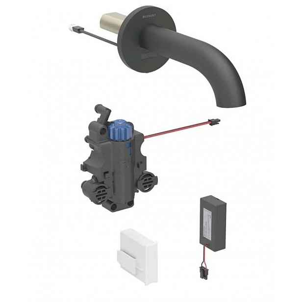 Geberit Piave - Termostatická elektronická umyvadlová baterie pod omítku, bateriové napájení, easy to clean, matná černá 116.268.14.1