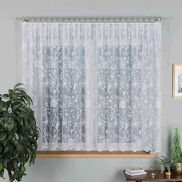 Mg Záclona s celkovým vzorem 54247 M Bílá 300x155 cm Šitá S Páskou M