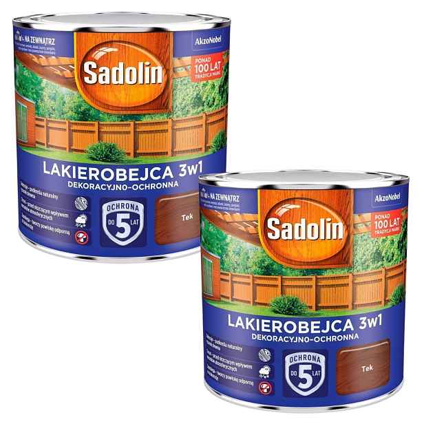 Sada Sadolin Lakobejca 3v1 2x2,5 Dekoračně-ochranná Na Dřevo Tek 5L