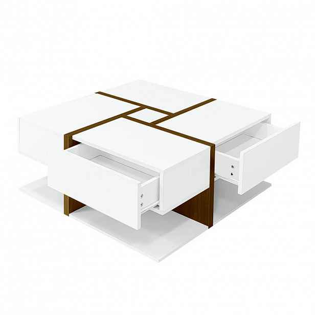 SHOPENTRA KONFERENČNÍ STOLEK 78x78x34,8 cm se 4 zásuvkami a úložným prostorem