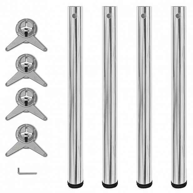 vidaXL 4 stolové nohy s nastavitelnou výškou chromované, 710 mm