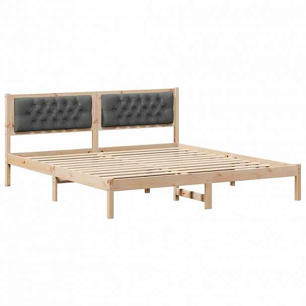 vidaXL Rám postele s čelo Tmavě šedá 160 x 200 cm Masivní borové dřevo