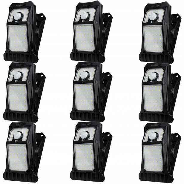 9 x Led solární zahradní venkovní lampa s klipem a pohybovým senzorem