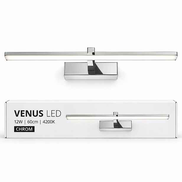 Moderní nástěnné svítidlo Venus 12W 60 cm chrom 4200K Led pro koupelnové zrcadlo
