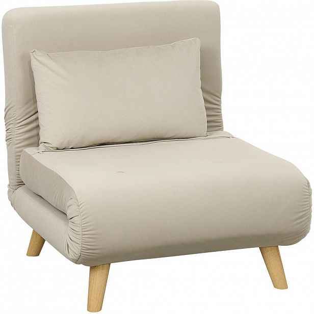 OKWISH ROZKLÁDACÍ křeslo 72/78/79 cm béžové ze sametové látky s lůžkovou funkcí a polohováním