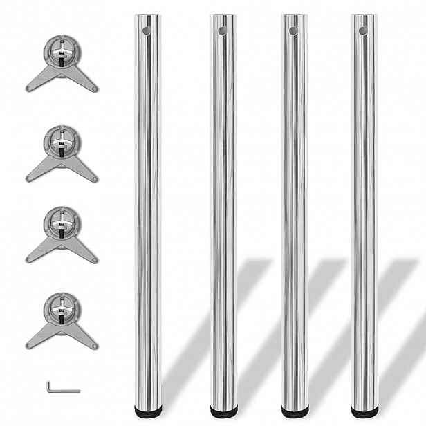 vidaXL 4 výškově nastavitelné stolové nohy chrom 870 mm