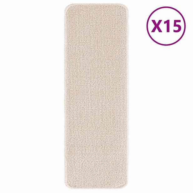 vidaXL Protiskluzové podložky na schody 15 ks 60 x 25 cm Krémová PP