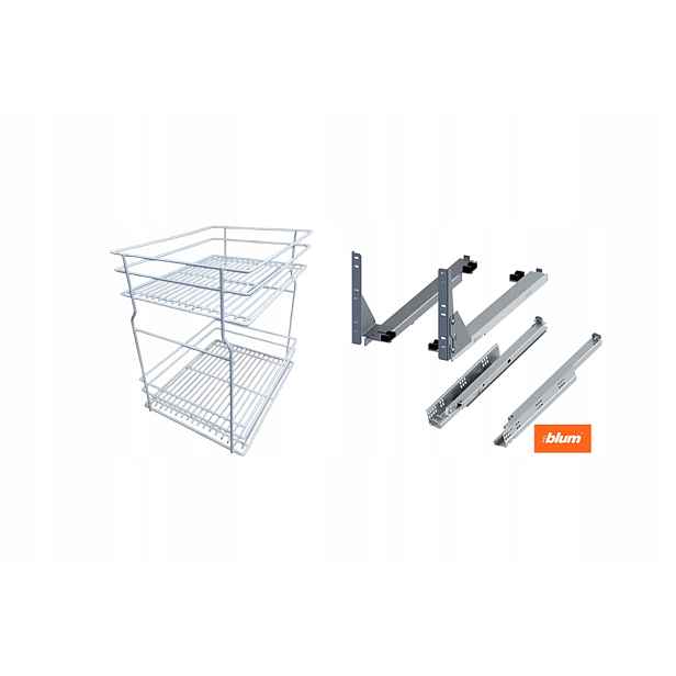 Koš do spodní skříňky Cargo 40 cm 400 Bílý 2p s tlumením dovírání Blum s plným výsuvem