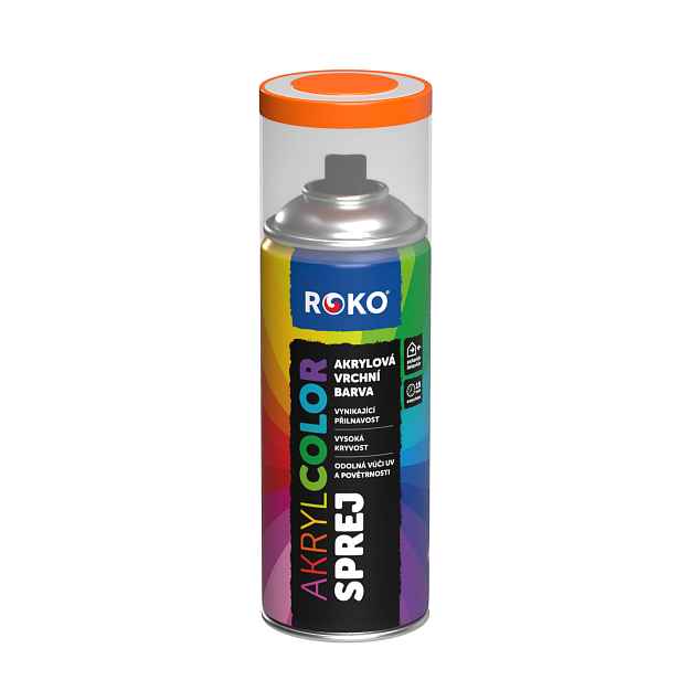 Barva akrylová vrchní Roko AKRYCOLOR Sprej dopravní oranžová, 400 ml