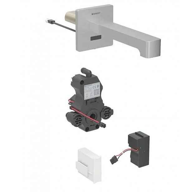 Geberit Brenta - Elektronický umyvadlový ventil pod omítku, pro studenou vodu, síťové napájení, easy to clean, kartáčovaná nerez 116.271.SN.1