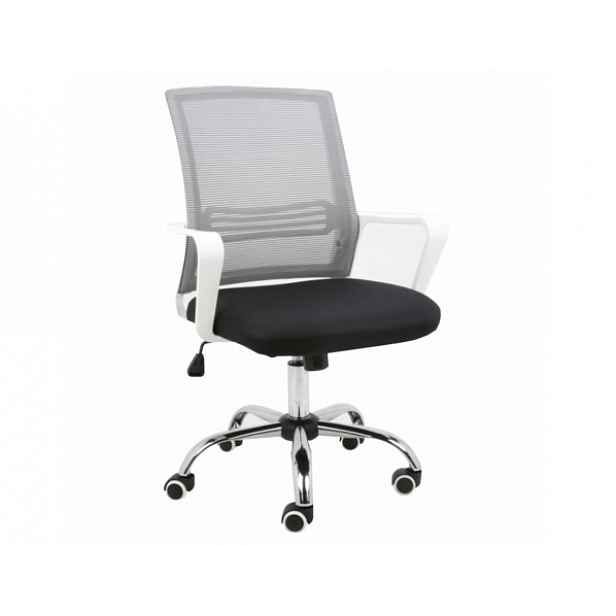 Kancelářská židle APOLO, síťovina šedá / látka černá / plast bílý - 61 cm