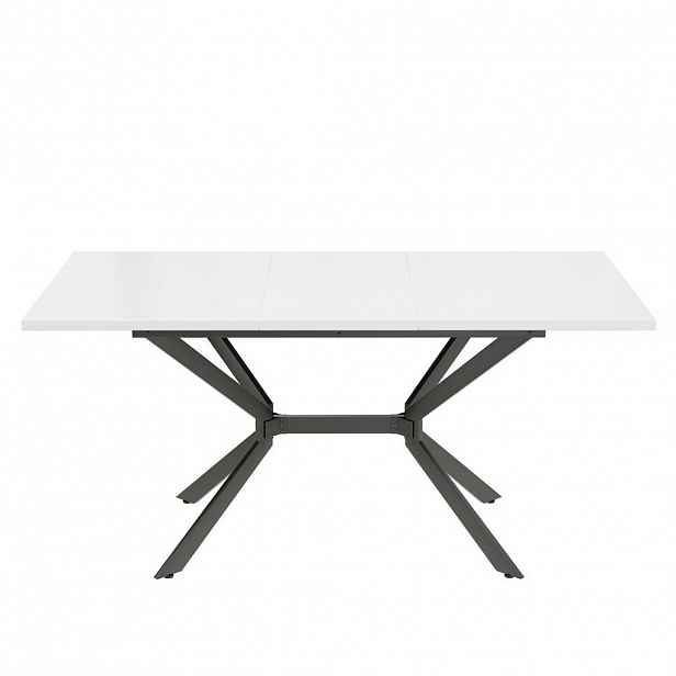OKWISH JÍDELNÍ stůl 120–160/80 cm bílý z MDF s rozkládací deskou a kovovými nohami