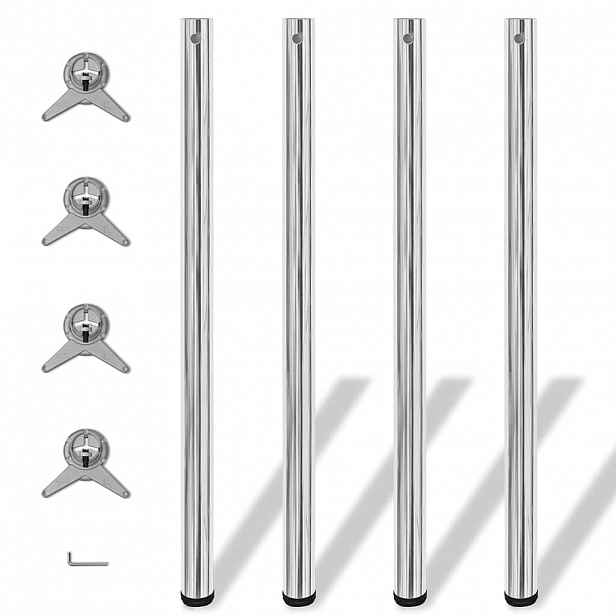 vidaXL 4 výškově nastavitelné stolové nohy chrom 1100 mm